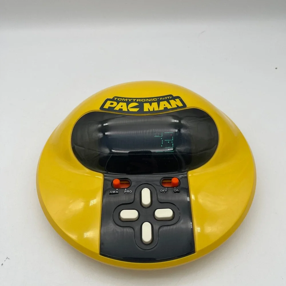 Vintage 1981 Tomytronic Pac-Man Handheld VFD Arcade Game Tomy Yellow Japan